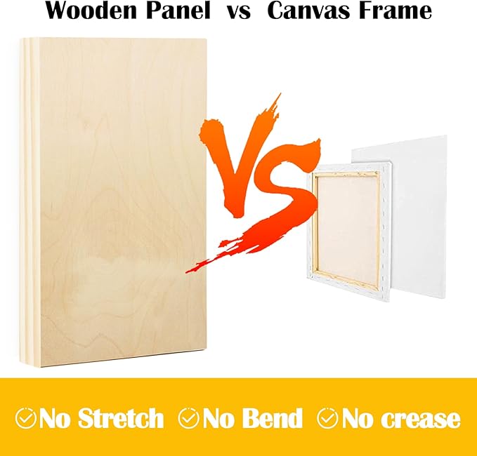 Falling in Art 2 Pack Unfinished Wooden Canvas Panels, 12x24 Gallery Birch Wood Panels Kit, 1 1/2" Deep Art Cradle Boards for Acrylic Painting, Pouring and Burning
