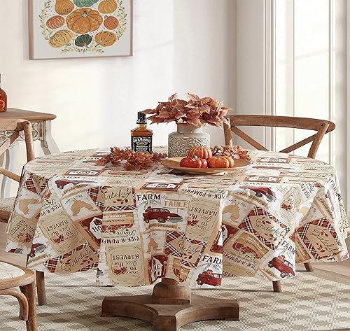 Newbridge Thanksgiving Farm to Table Harvest 60 x 84 Oval Vinyl Tablecloth