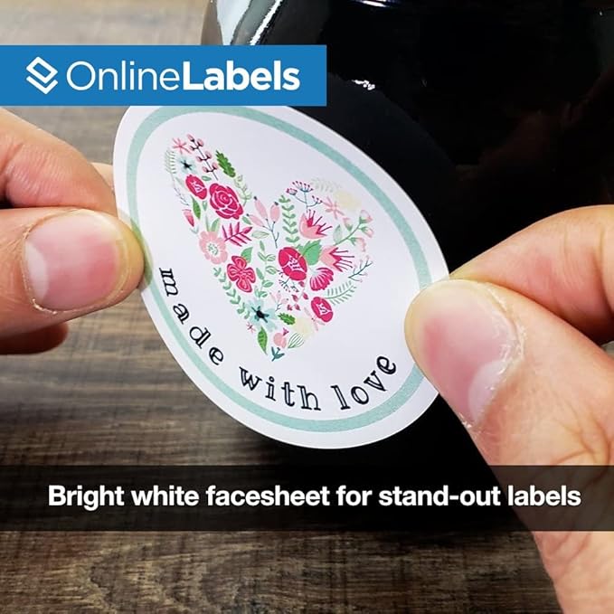 2.5" Round Labels - Permanent Adhesive, White Matte - Great for Candle & Jar Lids, Products, Favor Labels - Pack of 24,000 Circle Stickers, 2,000 Sheets - Inkjet/Laser Printers, OL350WX, OnlineLabels
