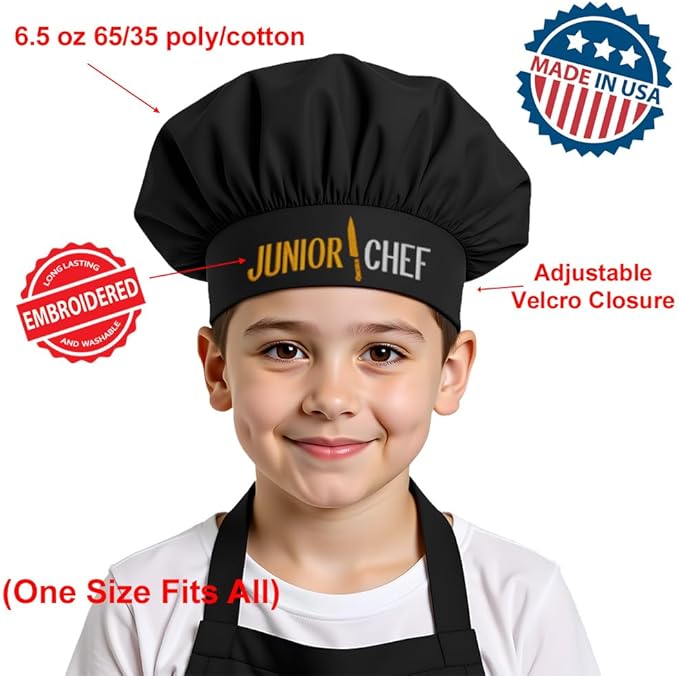 The Apron Place Adjustable Professional Chef Hats, Multiple Personalized Embroidered Designs to Choose from, Made in The USA