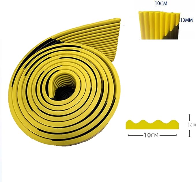 Heavy Duty Wall & Corner Guards 5m Corrugated Self-Adhesive NBR Rubber Protection with Yellow/Black Stripes for Parking Columns & Garage Safety(2PCS,10 cm)