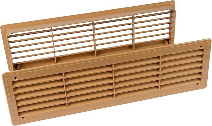 Repa Market 18" x 5" Inch (Outer Size) Pack of 2 Oak Tree Plastic Louvered Door Vents for Interior Doors – 2 Sided Two Way Door Air Return and Intake Cover – Door Air Vent Grille Rectangular Door Vent