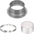 PATIKIL 4 Inch Duct Connector Flange, Galvanized Iron Straight Pipe Flange Interface Air Duct Connector with Clamp for Air Heating Cooling Ventilation HVAC System, Silver
