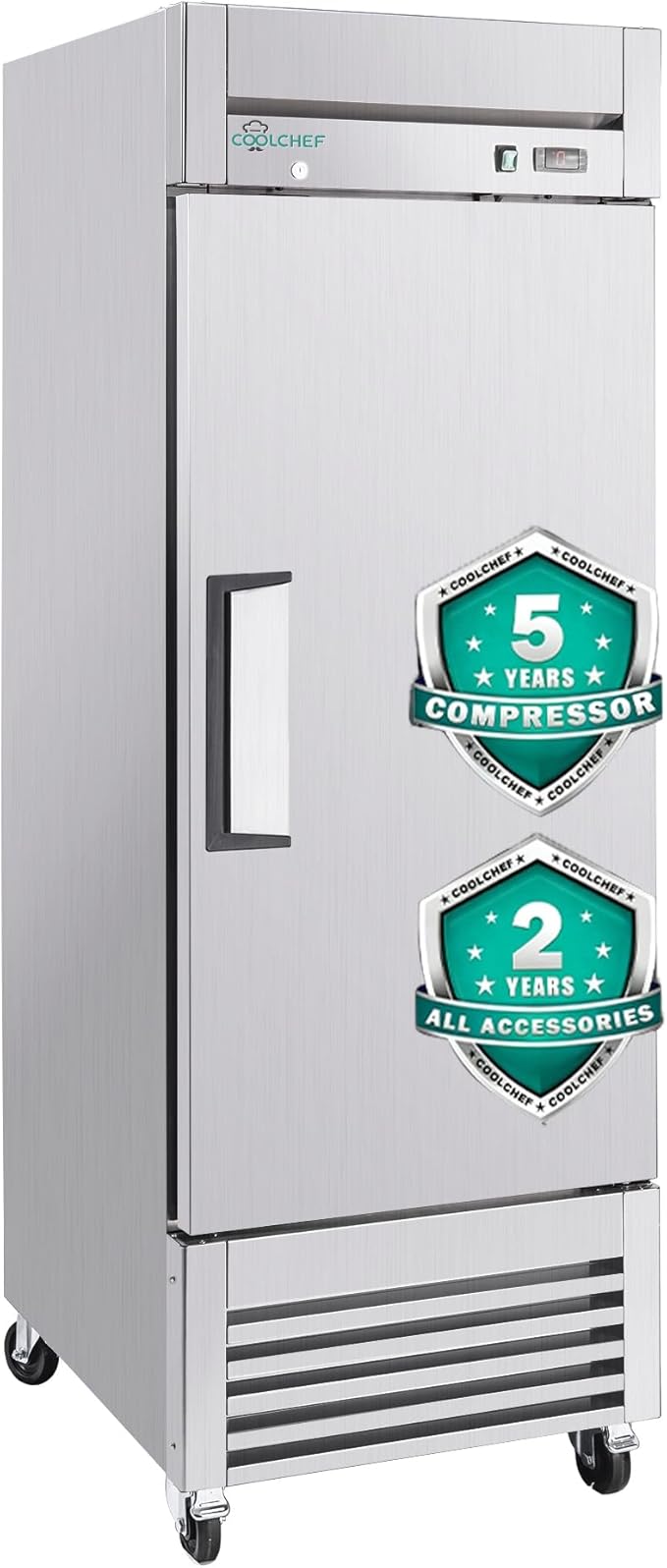 27" Commercial Freezer, 23Cu.Ft Single-Door Stainless Steel Reach-In Freezer, -8~0℉, Air Cooling, 3 Shelves, R290, ETL