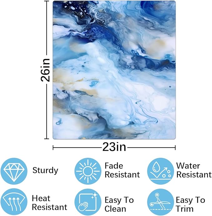 Marble Ripple Blue White Dishwasher Magnet Cover, Reusable Refrigerator Panel Stickers Microwave Front Door Covers Magnets for Kitchen Home Appliances Holiday Party Decorations 23 X 26 in