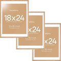 Homeforia 18x24 Poster Frame Wood, High End Natural Oak 18x24 Light Wooden Picture Frame with Mat 16x20, 18 by 24 Frames Matted to 16 x 20 Photo, 24by18 Thin Frames, Tempered Glass, Wall Kit, Set of 3