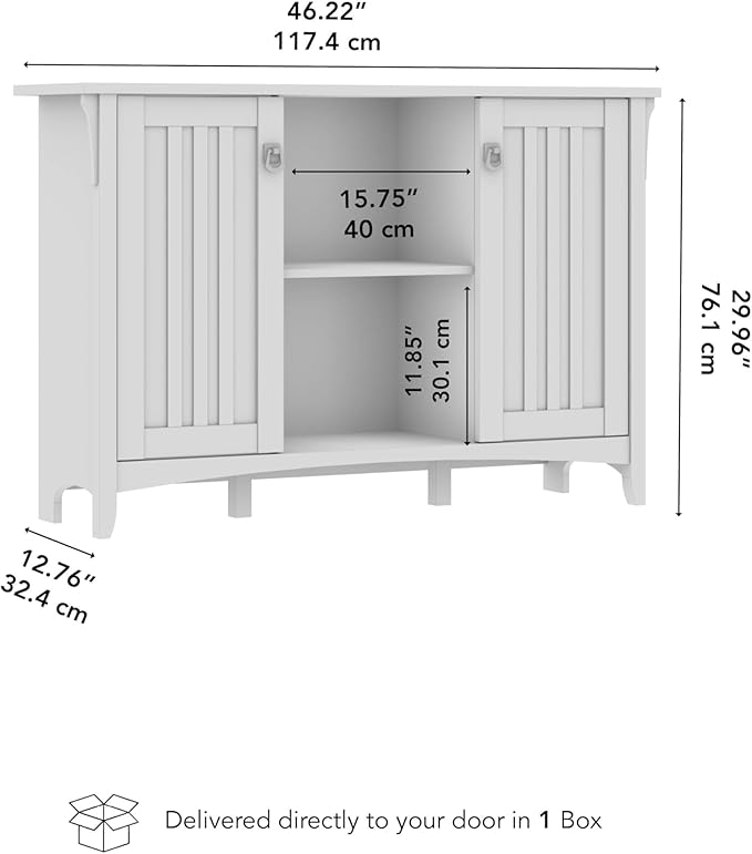 Bush Home Salinas Accent Storage Cabinet with Doors in Pure White and Shiplap Gray