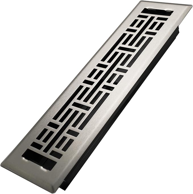 2x12 Inches Heavy Duty WalkSNle Floor Register Easy Adjust Air Supply Lever Floor Vents - Seattle Design - Vent Cover for Home Floor - Satin Nickel