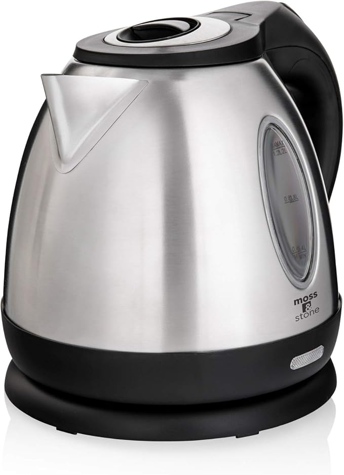 Moss & Stone 1.2L Stainless Steel Small Electric Kettle, Cordless 1500w Fast Boiling Pot, Portable Hot Water Electric Tea Kettle With Boil Dry Protection & Auto Shut-Off
