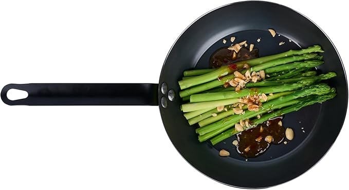 Met Lux 9.5 Inch Fry Pan, 1 Lightweight Frying Pan - Induction-Ready, Triple-Riveted, Black Carbon Steel Cooking Skillet, Durable, For Searing, Sauteing, And Browning Food - Restaurantware