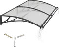 Awning for Door Entrance with Drainage Sink,32x80 Inch Awnings for Doors,Window Canopy Exterior with Plastic Steel Bracket,Polycarbonate Cover,UV,Rain,Snow Protection for House,Porch,Patio,Deck