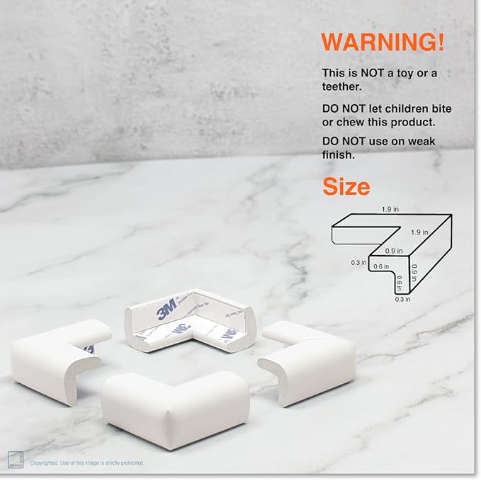 Roving Cove Slimfit Corner Edge Protector for Baby Proofing (Small 18ft Edge 8 Corners), Furniture Safety Bumper Guard, Soft NBR Rubber Foam, 3M Adhesive, Oyster White (Off White)