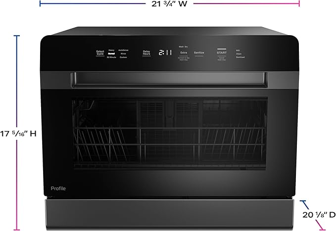 GE Profile Countertop Dishwasher, Energy Star, 6 place settings, 6 wash cycles, WiFi Connected, with Built-In Capabilities