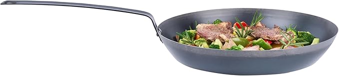 Restaurantware-Met Lux 16 Inch Fry Pan, 1 Lightweight Frying Pan - Induction-Ready, Triple-Riveted, Black Carbon Steel Cooking Skillet, Durable, For Searing, Sauteing, And Browning Food