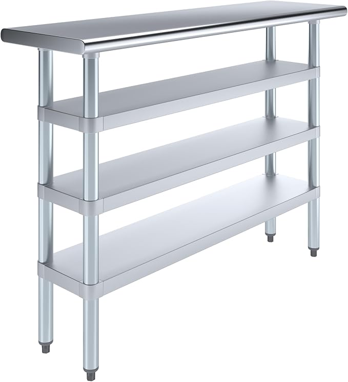 14 in. x 48 in. Stainless Steel Work Table with Three Bottom Shelves | NSF Kitchen Prep Table | Utitly Metal Table