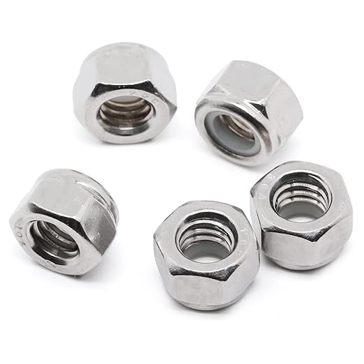 MewuDecor #8 32 Nylon Insert Hex Lock Nuts Locknuts, 304 Stainless Steel 18-8, Bright Finish, 100 PCS