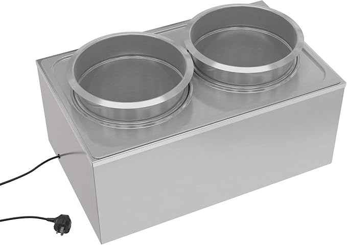KoolMore Commercial Bain Marie Countertop Food Warmer, Soup Station, and Buffet Table Server with Two Serving Pots, Stainless-Steel Steamer with Auto Shut Off (CFW-4), Silver
