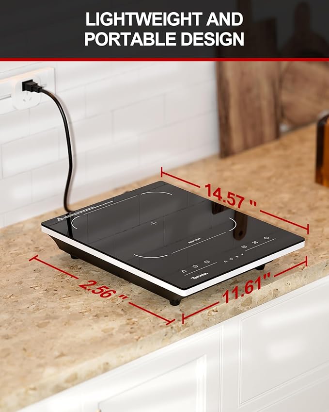 Portable Induction Cooktop, Hot Plate Countertop Burner with 10 Temp Levels, Timer, Auto-Shut-Off, Touch Panel, LED Display, Auto Pot Detection, Child Safety Lock
