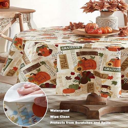 Newbridge Thanksgiving Fall Hayride 60 x 84 Inch Oval Vinyl Tablecloth