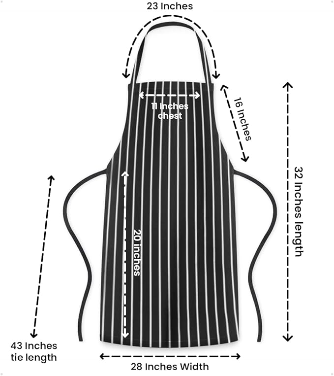 Aprons for Men - 100% Polyester Chef Apron Women with Extra Long Ties - Cooking Aprons for Women & Mens Apron
