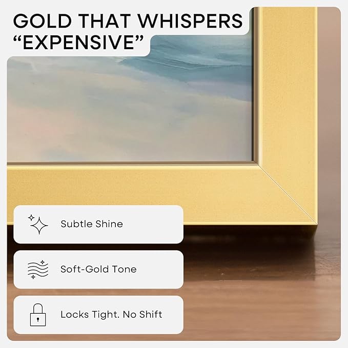 Homeforia 5x7 Picture Frame Gold, High End Metal 5 x 7 Gold Frames with Mat 4 x 6 for Print, 5by7 Desk Frame Matted to 4x6 inch Photo, 5 by 7 Wall or Tabletop Frame, Tempered Glass, Wall Kit, Set of 3