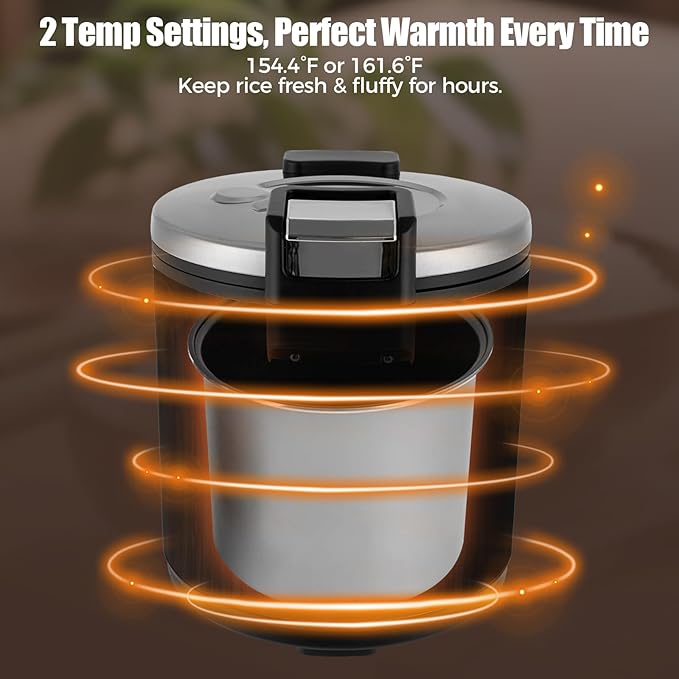 Commercial Rice Cooker 23L/6Gal Stainless Steel Electric Rice Warmer 100 Cup With One-Touch Operation Large Capacity Rice Cooker 110V 110W Wood Color