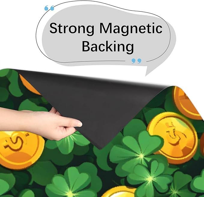 Hat Gold Coin Clover Glow Dishwasher Magnet Cover, Reusable Refrigerator Panel Stickers Microwave Front Door Covers Magnets for Kitchen Home Appliances Holiday Party Decorations 23 X 26 in