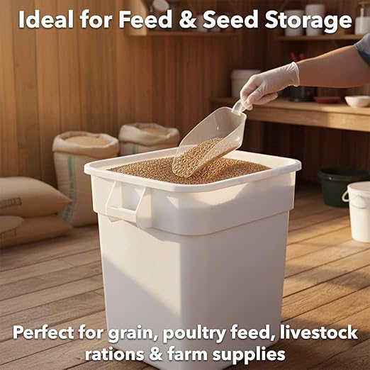 32 Gallon / 510 Cup NSF Mobile Ingredient Bin with Dolly & Flat Lid - Heavy-Duty Feed & Seed Container for Commercial Kitchens, Bulk Flour & Sugar Storage, Rolling Food Storage Bin