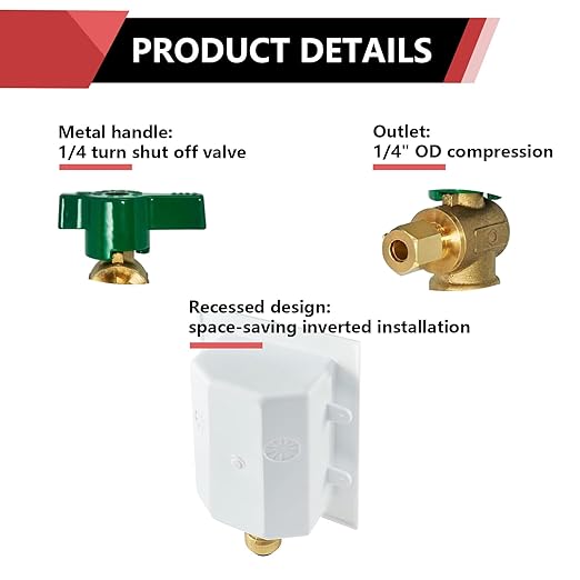 EFIELD Push-fit Pre-Assembled Ice Maker Outlet Box, 1/2-Inch Push-Fit Connection with Installed 1/4-Turn Ball Valve with Copper Water Hammer Arrestor,(IM010)