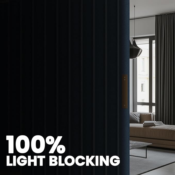 100% Blackout Drapes for Sliding Glass Door - Thermal Insulated Door Blinds Patio Door Curtains Vertical Blinds for Window(Blue, W180 x L84, 1 Pack)