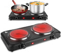 1800W Infrared Double Burner Electric, Portable Hot Plate for Cooking, Countertop Burner with 7.5” & 6.3” Glass Plate Cooktop with Stepless Temperature Adjustments for Kitchen, RV, Dorm