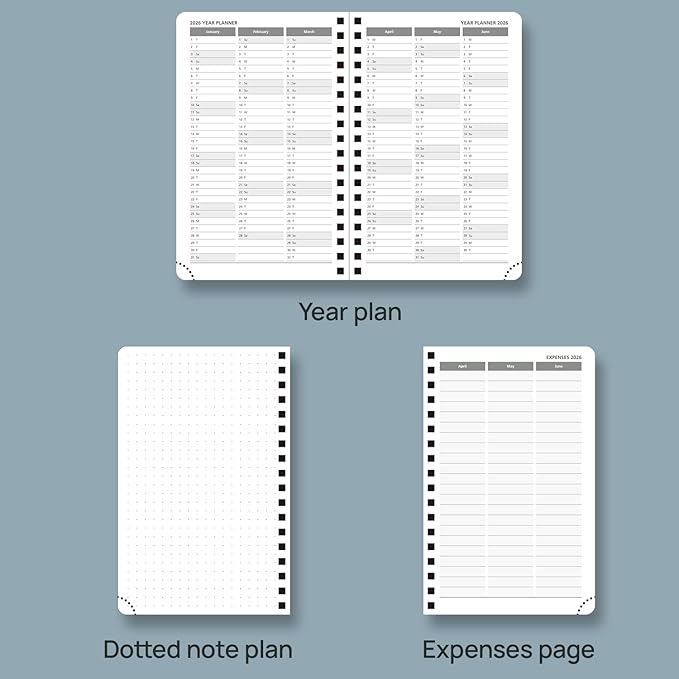 POPRUN Pocket 2026 Planner (Small Size- 4'' x 6.25'') Weekly and Monthly for Purse - Calendar 2026 (Jan. 2026 - Dec.2026) with Soft Cover, Plastic Ruler - Blue Green