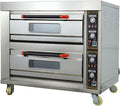 13.2KW Commercial Double Deck Oven Movable Stainless Steel Pizza Oven 20℃-400℃(68℉-752℉) Independent Temperature Control with 4 Baking Sheets For Commercial Baking 220V/3PH