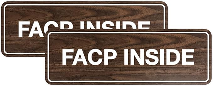 Signs ByLITA Standard FACP Inside Sign | Fire Safety Signage (Walnut) - Medium 2 Pack