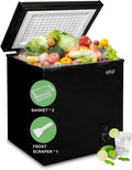 7.0 Cu.Ft Chest Freezer 7 Gears Temperature Control(-4°F to 6.8°F), Deep Compact Freezer with a Removable Basket, for House, Kitchen, Garage, Basement, Shop, Black