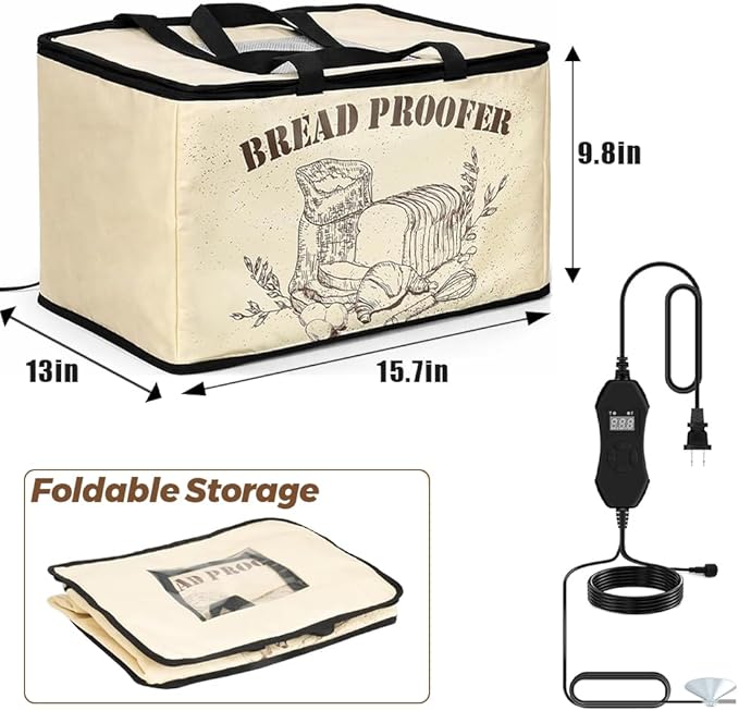 Folding Bread Proofing Box, Sourdough Bread Proofer Warming Box with Shelf and Heater Precise Temperature Fermentation (50–113℉) Dough Start Container for Home Making Pizza Baking Kombucha