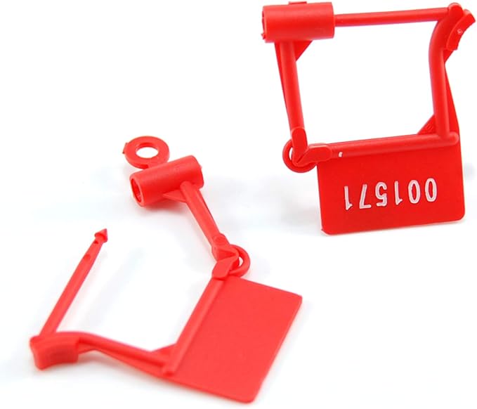 Tamper Proof Plastic Security Padlock Seals Numbered Disposable Safety Tags - Locks Self-Locking for Luggage Medical Clothing (1000 PCS) (Red)