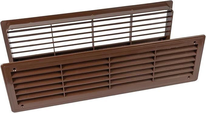 Repa Market 18" x 5" Inch (Outer Size) Brown Plastic Louvered Door Vents for Interior Doors – 2 Sided Two Way Door Air Return and Intake Cover – Door Air Vent Grille Rectangular Door Vent