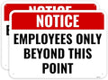 2PC Employees Only Beyond This Point Sign, 10 x 7 Inches - Aluminum - No Customers Allowed In Work Area Staff Only Sign For Door