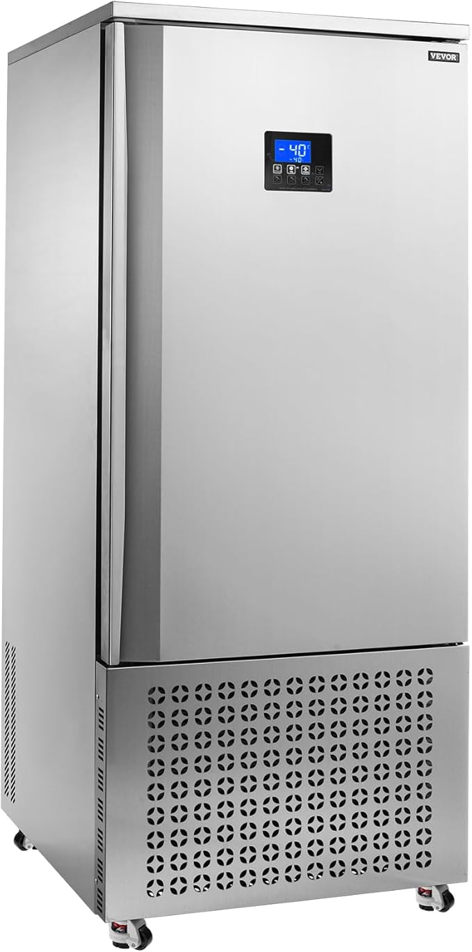 VEVOR 370 L Blast Chiller, 15 Trays Commercial Large Flash Freezers, <-31~68°F> 4 Modes Shock Frozen, 304 Stainless Steel Flash Freezer, Blast Chillers with Caster for Bakery, Restaurant Kitchen