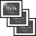 Homeforia 11x14 Diploma Frame Black Wood, High End Black Oak 11 x 14 Certificate Frames with Mat 8.5x11, 14x11 Wooden Document Matted Frame, Award Graduation Frames, Tempered Glass, Wall Kit, Set of 3