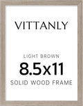 Vittanly 8.5x11 Picture Frame, Solid Wood Frame with Plexiglass, Includes 6x8 Mat, Wall Hanging or Tabletop for Photos, Home Decor, Light Brown, 1 Pack