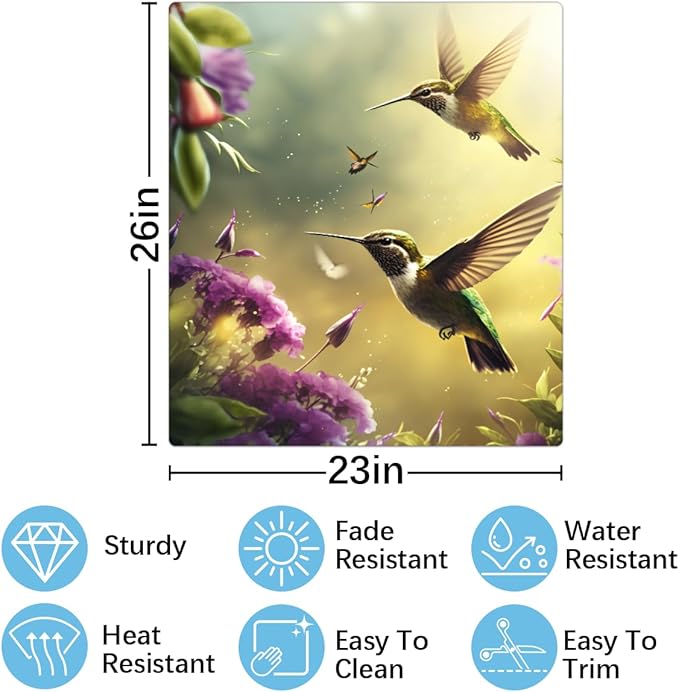 Hummingbird Flower Dishwasher Magnet Cover, Reusable Refrigerator Panel Stickers Microwave Front Door Covers Magnets for Kitchen Home Appliances Holiday Party Decorations 23 X 26 in