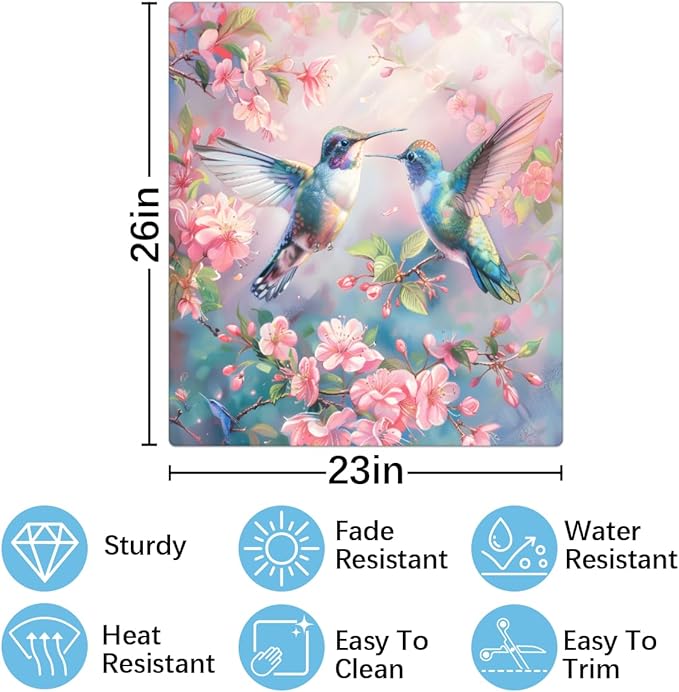 Hummingbird Pinks Flower Dishwasher Magnet Cover, Reusable Refrigerator Panel Stickers Microwave Front Door Covers Magnets for Kitchen Home Appliances Holiday Party Decorations 23 X 26 in