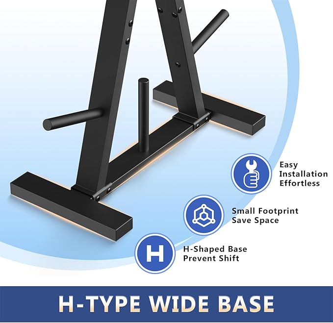 Weight Plate Rack, Weight Tree, 1-Inch Home Gym Storage Stand, Holds 300 lbs