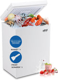 3.5 Cu.Ft Chest Freezer 7 Gears Temperature Control(-18°F to -46°F), Deep Compact Freezer with a Removable Basket, for House, Kitchen, Garage, Basement, Shop, White