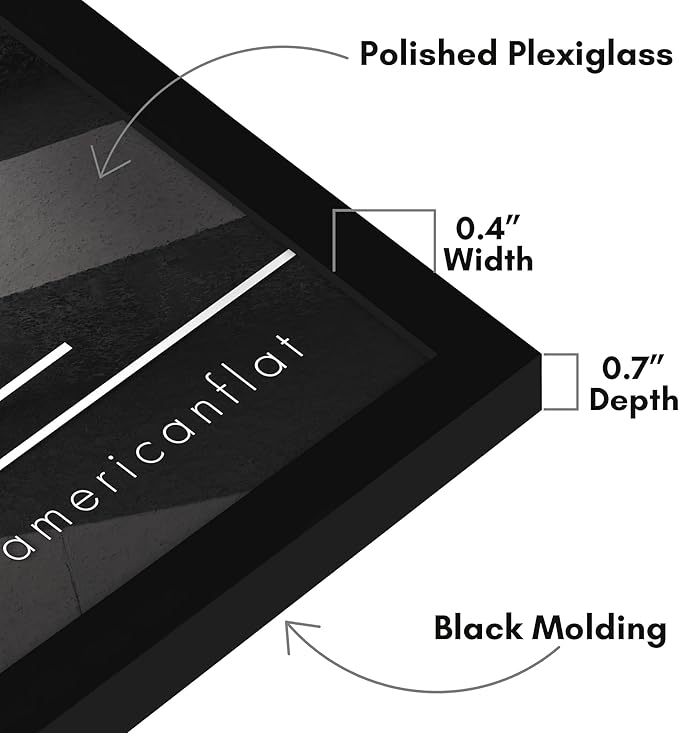 Americanflat 16x12 Picture Frame with Polished Plexiglass - Streamline Collection - Thin Border Picture Frame for Wall Display - Hanging Hardware Included - Black
