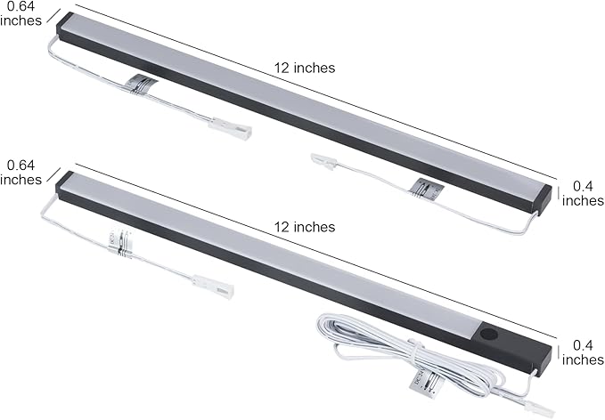 LUMILAND 3 Pcs 12-inch Led Under Cabinet Lighting Plug-in with Hand Wave, Dimmable 6000K Cold White Under Counter Lights Linkable with Memory Function for Kitchen