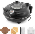 KLAIF 12" Electric Countertop Pizza Oven Indoor With Ceramic Stone, Dual Adjustable Temperature Controls, Includes 4 Pizza Tools, LMC-Black