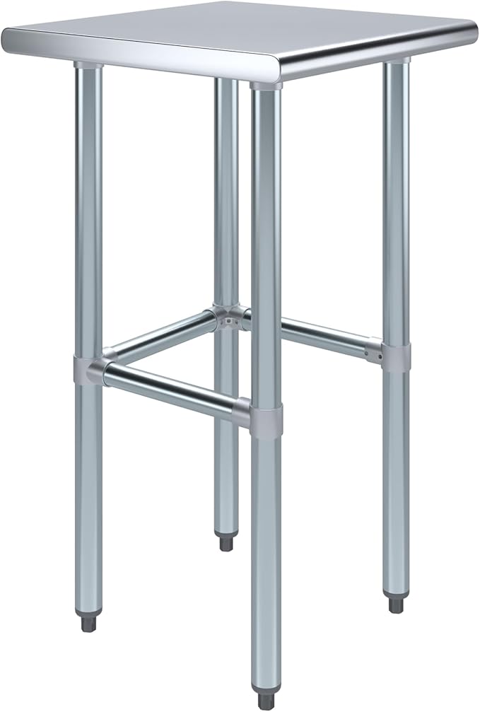 AmGood Stainless Steel Work Table Open Base | NSF Kitchen Island Food Prep | Laundry Garage Utility Bench (20" Long X 20" Deep)